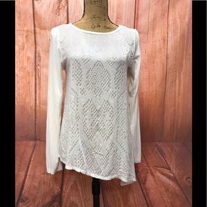 Karen Kane cream velvet overlay medium top